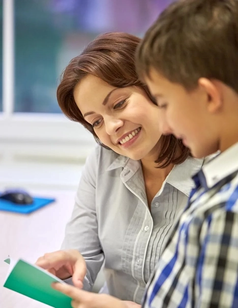 Woman explaining psychology education assessment