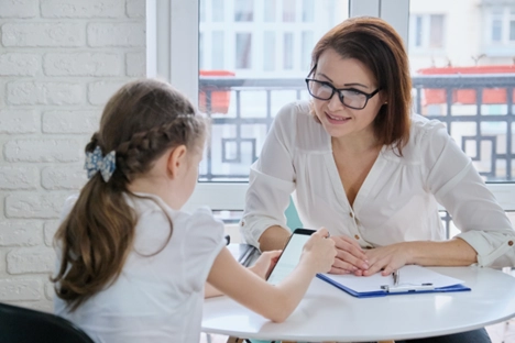 Psychological educational assessment session with child.